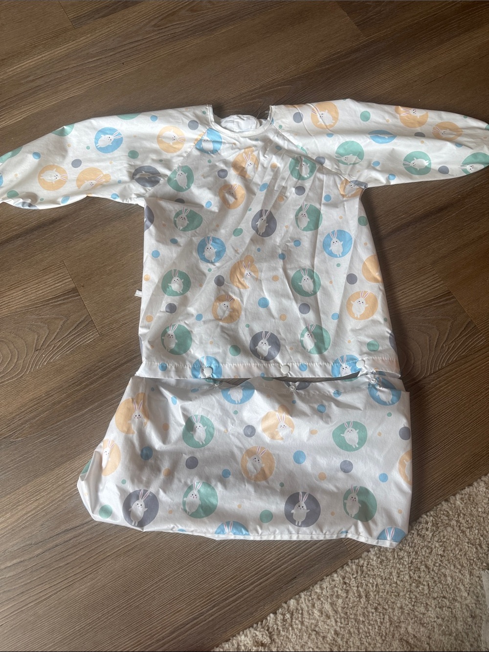 Kids bunny print feeding bib apron - 6m- 2y